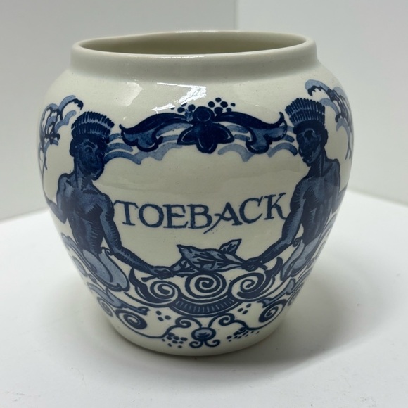 Antique Delftware Dutch colonial pottery tobacco jar by Goedewaagen, Holland - Picture 1 of 8